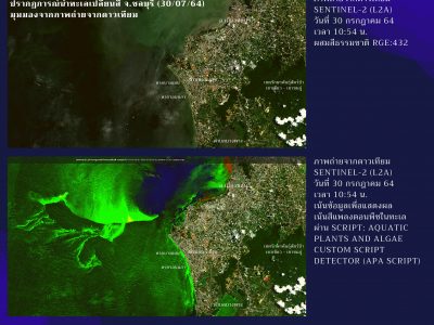 Read more about the article ปรากฏการณ์น้ำทะเลเปลี่ยนสี จ.ชลบุรี จากมุมมองภาพถ่ายจากดาวเทียม